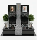 Комбинированный мемориальный комплекс из черного и серого гранита ДВГ029