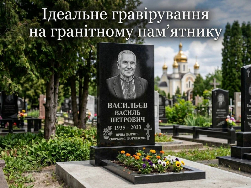 Ідеальне гравіювання на гранітному пам'ятнику
