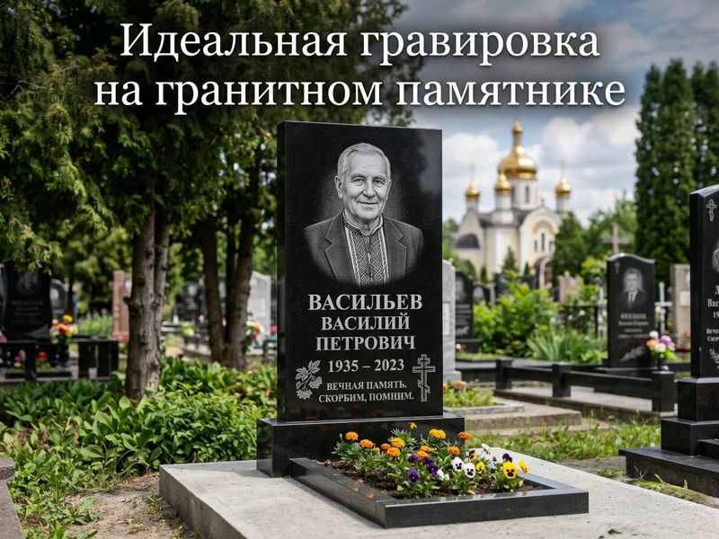 Идеальная гравировка на гранитном памятнике